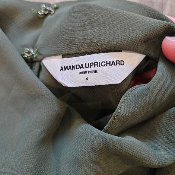 Amanda Uprichard Kaylee Halter Ruched Mini Dress S Olive Green Date Night Party - Picture 9 of 11